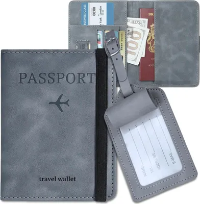 Produktbild von EDIBAZZAR | Graues Reiseset Reisepasshülle und Reisebrieftasche
