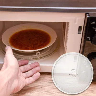 Immagine prodotto di Piatto rotante per microonde, in vetro, diametro 31,5 cm, con 3 supporti, dotato di anello rotante e supporto, per uso in cucina