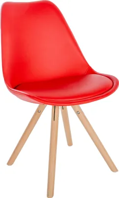 Produktbild von CLP Besucherstuhl Esszimmerstuhl Sofia Kunstlederbezug und hochwertiger Polsterung rot Gestell Farbe natur (rund)