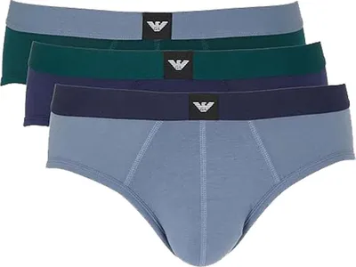 Produktbild von EMPORIO ARMANI Herren Briefs Slips Essential Logolabel Stretch Baumwolle Multipack L Brief/Stone/Pine/Peacoat