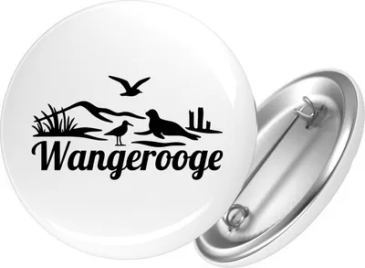 Produktbild von Huuraa Button Wangerooge Strandmotiv 59mm rund mit Sicherheitsnadel Ansteckbutton Geschenkidee