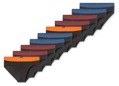 Produktbild von Schiesser Herren Rioslip 955 10-Pack schwarz,blau,rot - Größe 9