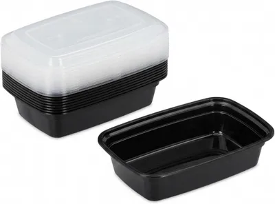Productafbeelding van Maaltijdvoorbereidingscontainers, set van 10, 1 liter, zwart
