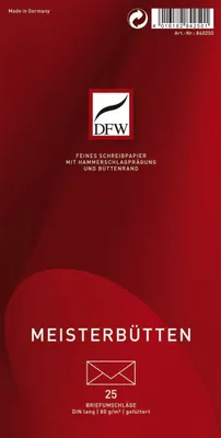 Produktbild von DFW 840250 Briefumschlag Meisterbütten - DIN lang, gefüttert, 80 g/qm, 25 Stück