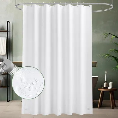 Obrázok produktu pre Biela sprchová záclona Unyqoos® 180 x 180 cm s vlastnosťami odolnými proti plesni a 12 krúžkami