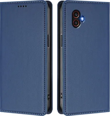 Produktbild von Handyhülle für Samsung Galaxy XCover6 Pro, Kunstleder Klapphülle Stoßfeste Magnetische Hülle mit Ständer Dunkelblau