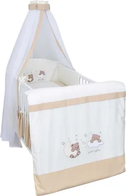Produktbild von Baby Delux Baby Bettwäsche Bettset 4-tlg Bettausstattung Nestchen Himmel mit Stickerei Traumland beige