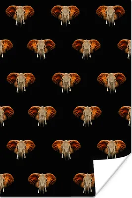 Produktbild von MuchoWow® Poster Elefant - Muster - Orange 20x30 cm - Papierdruck