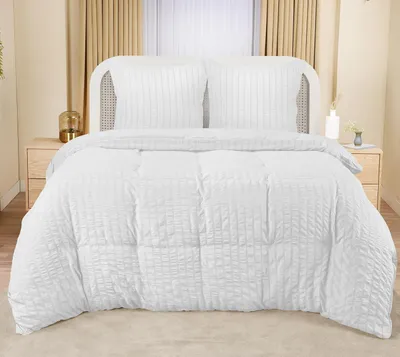 Immagine prodotto di TRANKIELO® - Set copripiumino in tessuto seersucker, 200x200 cm – Microfibra di poliestere + 2 federe 80x80 cm – Bianco