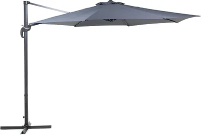Obrázok produktu pre BELIANI Záhradný slnečník čierna tmavosivá tkanina 240 cm konzolový otočný odolnosť voči vplyvom počasia moderný štýl exteriér