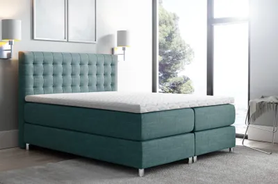 Produktbild von Boxspringbett Schlafzimmerbett Bett BAROS Stoff Aqua Marine 120x200cm