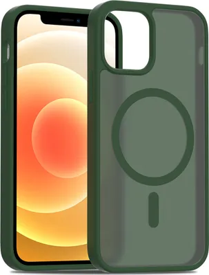 Produktbild von Magnetisch Hülle für iPhone 12 / iPhone 12 Pro, Kompatibel mit MagSafe, Transluzente Matt Rückseite Stoßfeste Handyhülle Grün