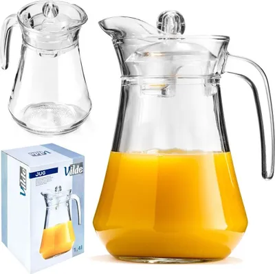 Produktbild von Vilde Glaskaraffe Glas Karaffe KrugGlas Krug 1,4 L mit Deckel und Auslauf Krug Glas