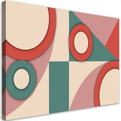 Produktbild von Leinwandbild Geometrische Formen Abstraktion 90x60 Feeby Rosa bild für die wand bereit zum aufhängen