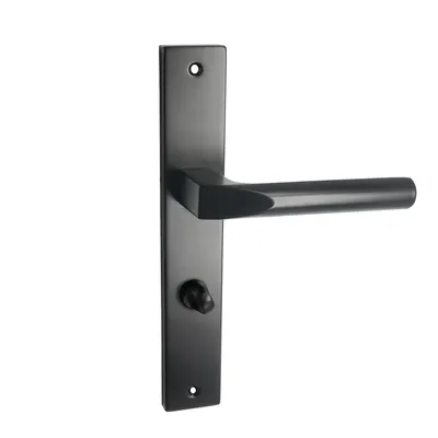 Produktbild von Domino Türgriff  CONO BLACK 78 Drückergarnitur WC für Badezimmer, Links & Rechts, L-Form, Türbeschläge aus Aluminium Schwarz Türdrückergarnitur