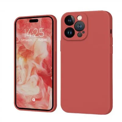 Produktbild von Liquid Silikon Hülle für Apple iPhone 14 Serie - Farbe: Rot - Modellkompatibilität: Für Apple iPhone 14 Pro Max - Displayglas: Ohne 9H Displayglas