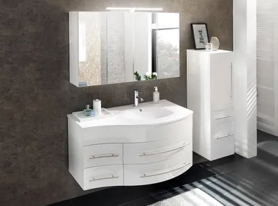 Produktbild von Refurbished Möbelretoure  Badmöbel Set 3tlg Becken 110 cm weiß Hochglanz Dublin rechts