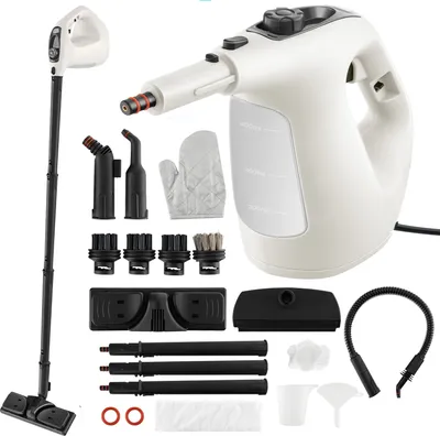 Produktbild von 1400W Handdampfreiniger mit 400ml Wassertank & 14-teiligem Zubehör, tragbarer Druckreiniger 2 bar bis zu 125℃, für Böden, Sofa (Grau)