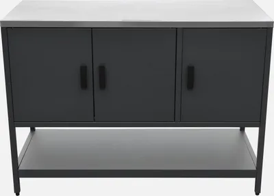 Immagine prodotto di Modulo cucina da esterno in acciaio 3 ante e 1 ripiano, 120cm, Nero