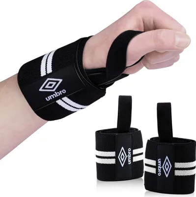 Produktbild von Umbro Handgelenk Bandagen - mit Daumenband - Fitness und Krafttraining - 2 Stück - Schwarz