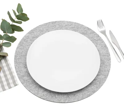 Immagine prodotto di Set di 4 sottopiatti rotondi in feltro, diametro 35 cm, color grigio chiaro