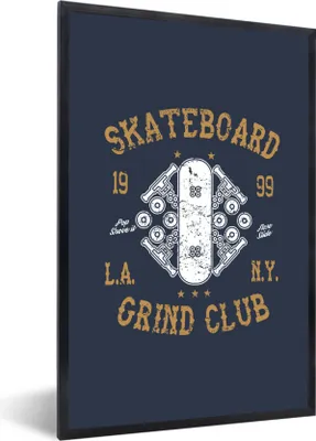 Produktbild von MuchoWow® MuchoWow® Gerahmtes Poster Skateboard - Retro - Zitat 60x90 cm - Poster mit zchwarzem Bilderrahmen - Kunst