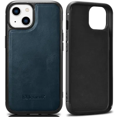 Produktbild von ICARER Lederhülle Blau für iPhone 14 Plus