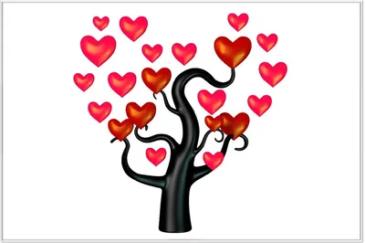 Produktbild von Wallario Wandbild Comic Baum mit Herzen, Größe: 61 x 91,50 cm, Poster mit weißem Aluminiumrahmen
