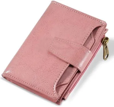 Produktbild von Kompakte Damengeldbörse in Rosa mit RFID-Schutz, Reißverschluss-Münzfach und 4 Ausweisfenstern, 12,7 x 9,7 x 3 cm, Slim
