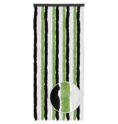 Image de Rideau en velours 56x185 bandes unies noir - vert - blanc