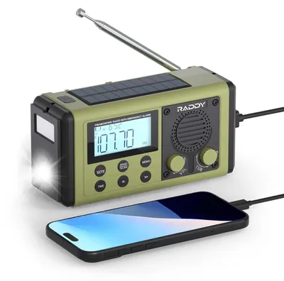 Productafbeelding van Radio met zwengel, 10000 mAh batterij, IPX6, draagbare noodradio
