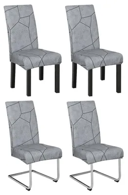 Obrázok produktu pre Sada 4 poťahov na stoličky, geometrický vzor, elastické, možné prať, univerzálne