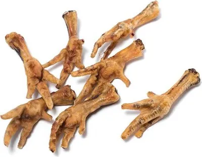 Produktbild von Hundekausnack Hühnerfüße 500 g Monoprotein, kalziumreich, fettarm, Zahnreinigung, luftgetrocknet