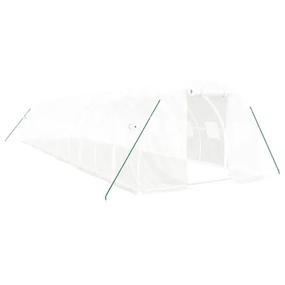 Produktbild von vidaXL Gewächshaus mit Stahlrahmen Weiß 36 m² 12x3x2 m