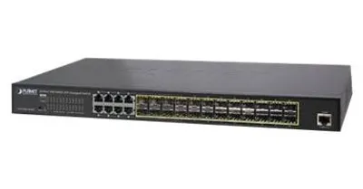 Immagine prodotto di PLANET GS-5220-16S8CR PLANET L2+/L4 24-Port 100/1000X SFP, 8 Shared TP Managed Switches, Static Routing, IPv4/IPv6, W/ 48V Redundant Power