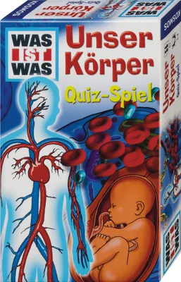 The image shows the front of a game box for a children's educational game about the human body.