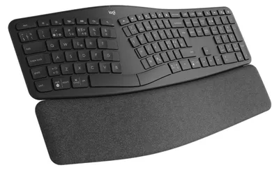 Produktbild von Logitech ERGO K860, Volle Größe (100%), Kabellos, RF Wireless + Bluetooth, Halbmechanischer Schlüsselschalter, QWERTY, Graphit