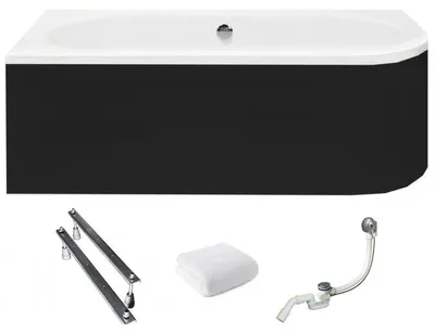 Produktbild von Aqua For You | Besco Avita Asymmetrische Badewanne - 160x75 Cm - Antibakterielle Beschichtung - mit Verkleidung - mit Siphon - mit Beinen