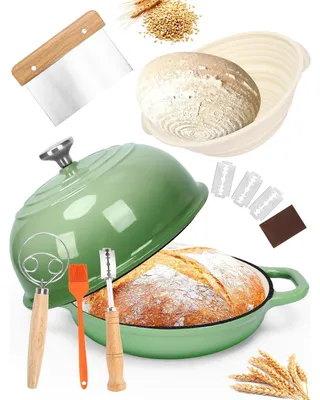 Image de Poêle en fonte émaillée de 4,7 litres, faitout avec couvercle, pour la cuisson
