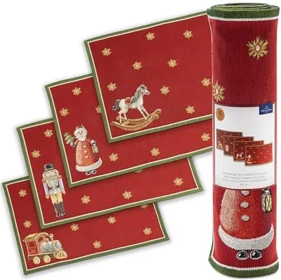 Produktbild von Villeroy & Boch - Toy's Delight Jubiläums-Set Gobelin Platzset 4-teilig Bunt, Weihnachten, Platzset für 4 Personen, Tischdeko, Weihnachtsmotiv, Baumwolle, Polyester