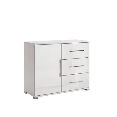 Produktbild von Weiße Hochglanz Kommode Family 100x82x40cm Modern Schlafzimmer Wohnzimmer Ablage