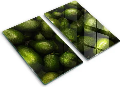 Produktbild von Glasschneideplatte - Herdabdeckplatte - 2x30x52 cm -Schneidebrett - Spritzschutz -Avocado -Früchte