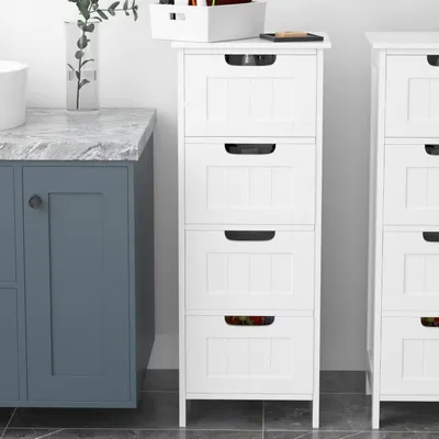 Immagine prodotto di Mobiletto da bagno con 4 cassetti, dimensioni 30 x 30 x 82 cm, colore bianco