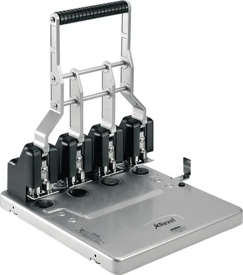 Produktbild von Rexel HD4150 4-fach Locher, 150 Blätter, Schwarz, Silber, Metall, 8 cm, 6 mm, 319 mm