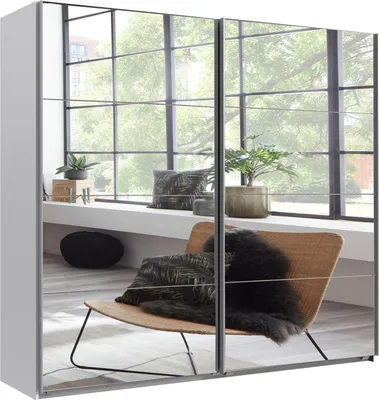 Produktbild von Schwebetürenschrank Kleiderschrank England verspeigelt 225x65x236cm weiß (18813)
