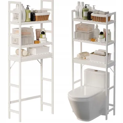 Produktbild von Regal über der Toilette / Waschmaschine – hohes Badezimmerregal mit 3 Ebenen
