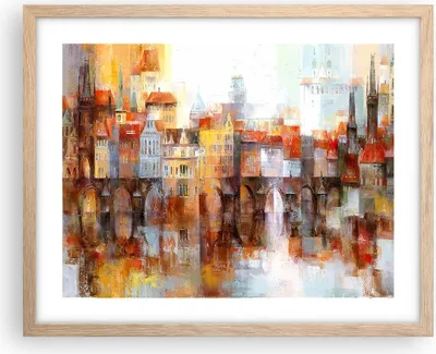 Produktbild von Gerahmtes Poster - Rahmen in heller Eiche - Stadt Mietshaus - 50x40 cm - Wand Bild - Wanddeko - Wandbilder - Kunstposter - Wandposter - Bilderrahmen - Bilder - Kunstdruck - Wandbild - P2NAA50x40-3476