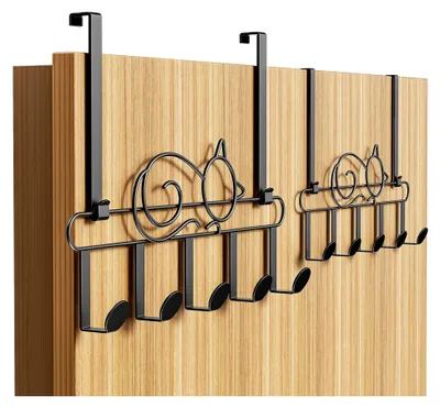 Produktbild von Türhaken für die Garderobe, 2er Set mit 10 Haken, Schwarz