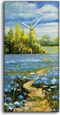 Produktbild von Wandkunst Leinwand Bild Uhr Geräuschlos 30x60 Ölgemälde Bäume Blumen Natur - weiße Hände