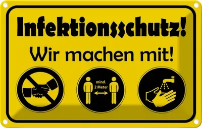 Produktbild von vianmo Blechschild 20x30 cm Infektionsschutz wir machen mit Warnschild Hinweisschild Sicherheit Vorsicht